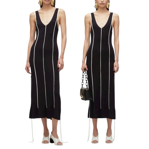 3.1 Phillip Lim Dresses & Skirts - 3.1 PHILLIP LIM V-Neck Tank Lux Viscose Midi Dress with Piping Trim Size Large